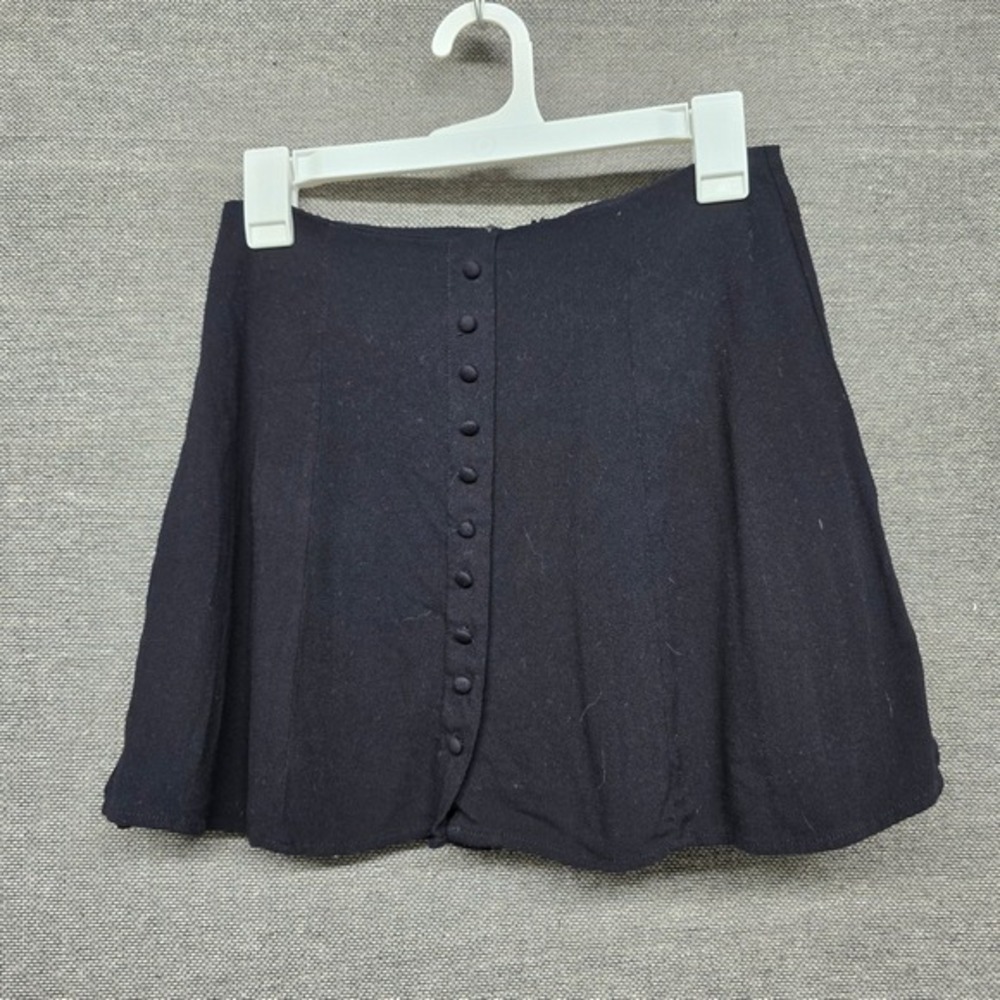 Forever 2 Retro, 90s Black Button Front A-Line Mini Skirt Size Small Solid Retro
